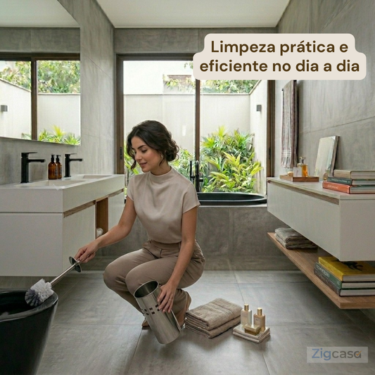 Kit Escova Sanitária com Suporte Inox — Banheiro Limpo, Higiênico e Organizado