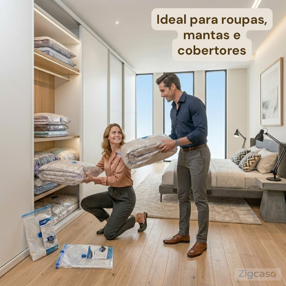 🏠 Kit com 3 Sacos Organizadores a Vácuo — Economize Espaço e Proteja suas Roupa