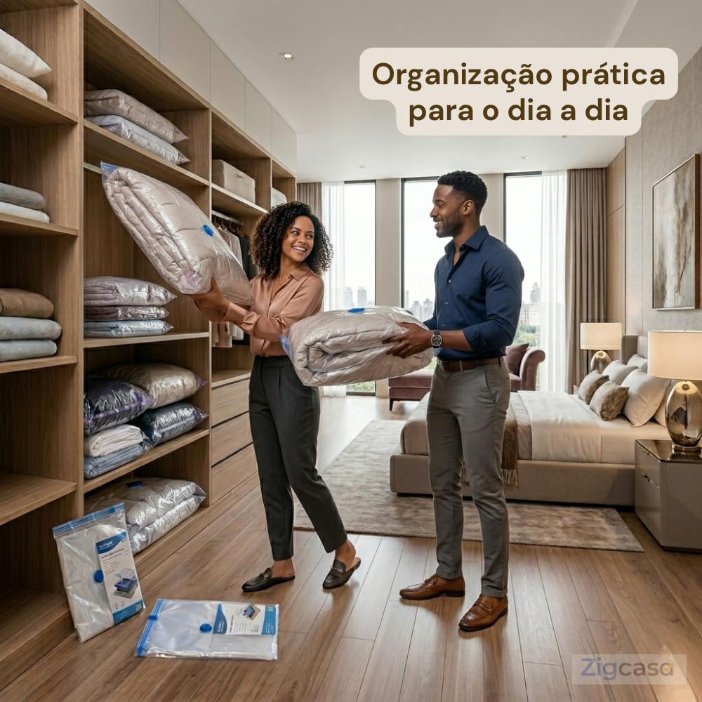 🏠 Kit com 3 Sacos Organizadores a Vácuo — Economize Espaço e Proteja suas Roupa