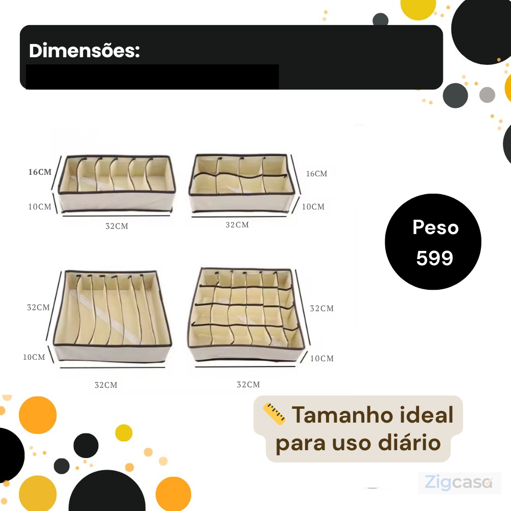 Kit 4 Organizador Para Gavetas - Sortido