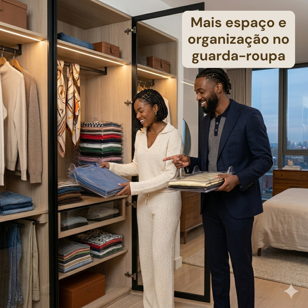 🏠 Kit Organizador de Camisetas com 10 Unidades — Mais Espaço e Organização no Guarda-Roupa