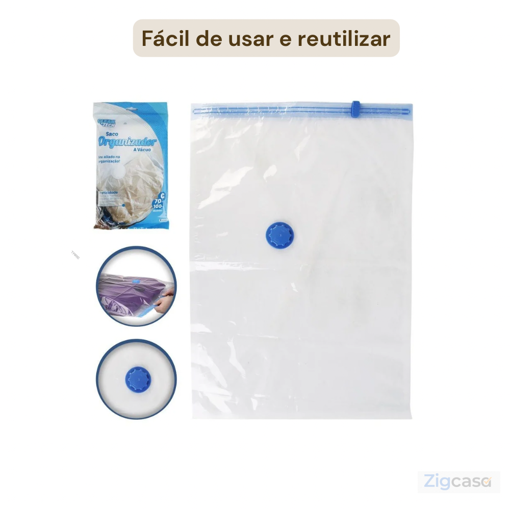 🏠 Kit com 3 Sacos Organizadores a Vácuo — Economize Espaço e Proteja suas Roupa