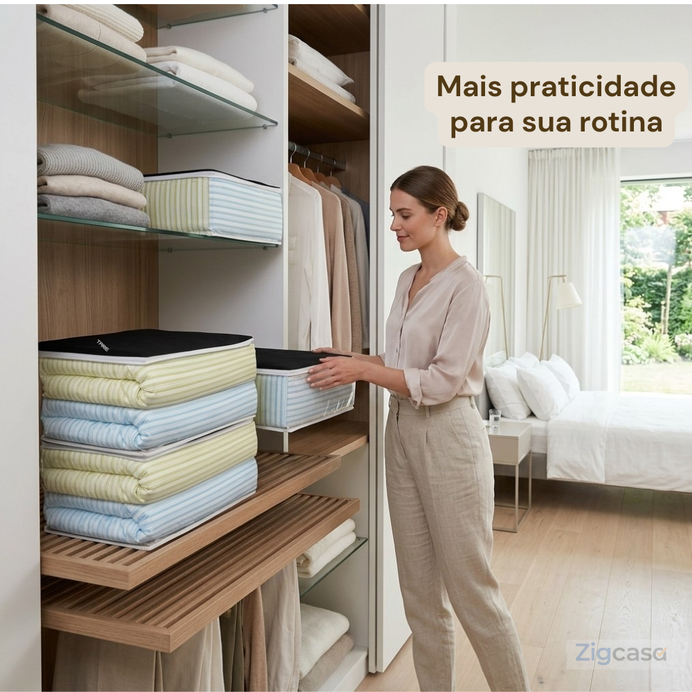 🏠 Organizador para Guarda-Roupa com Zíper — Proteção e Organização no Dia a Dia