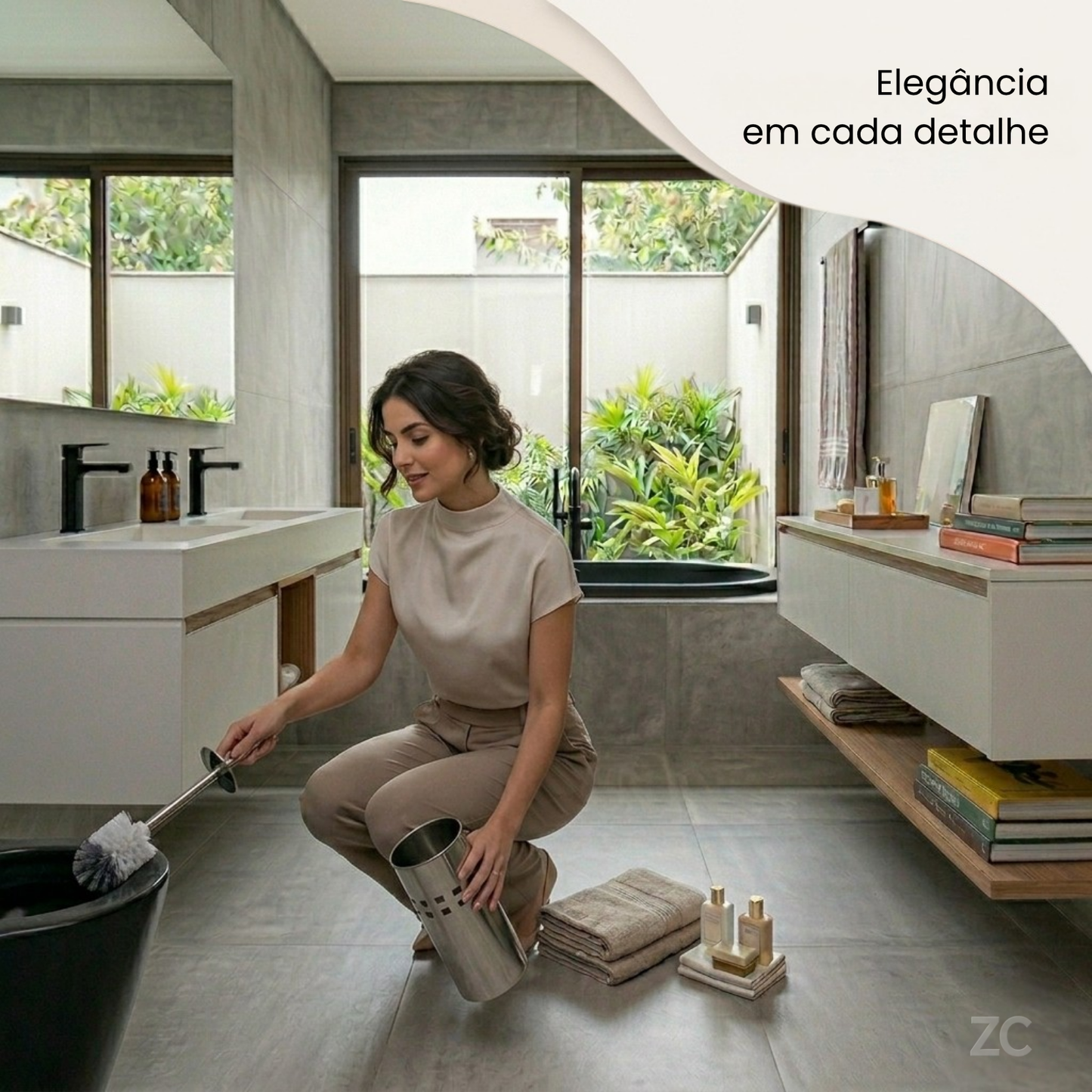 Kit Escova Sanitária com Suporte Inox