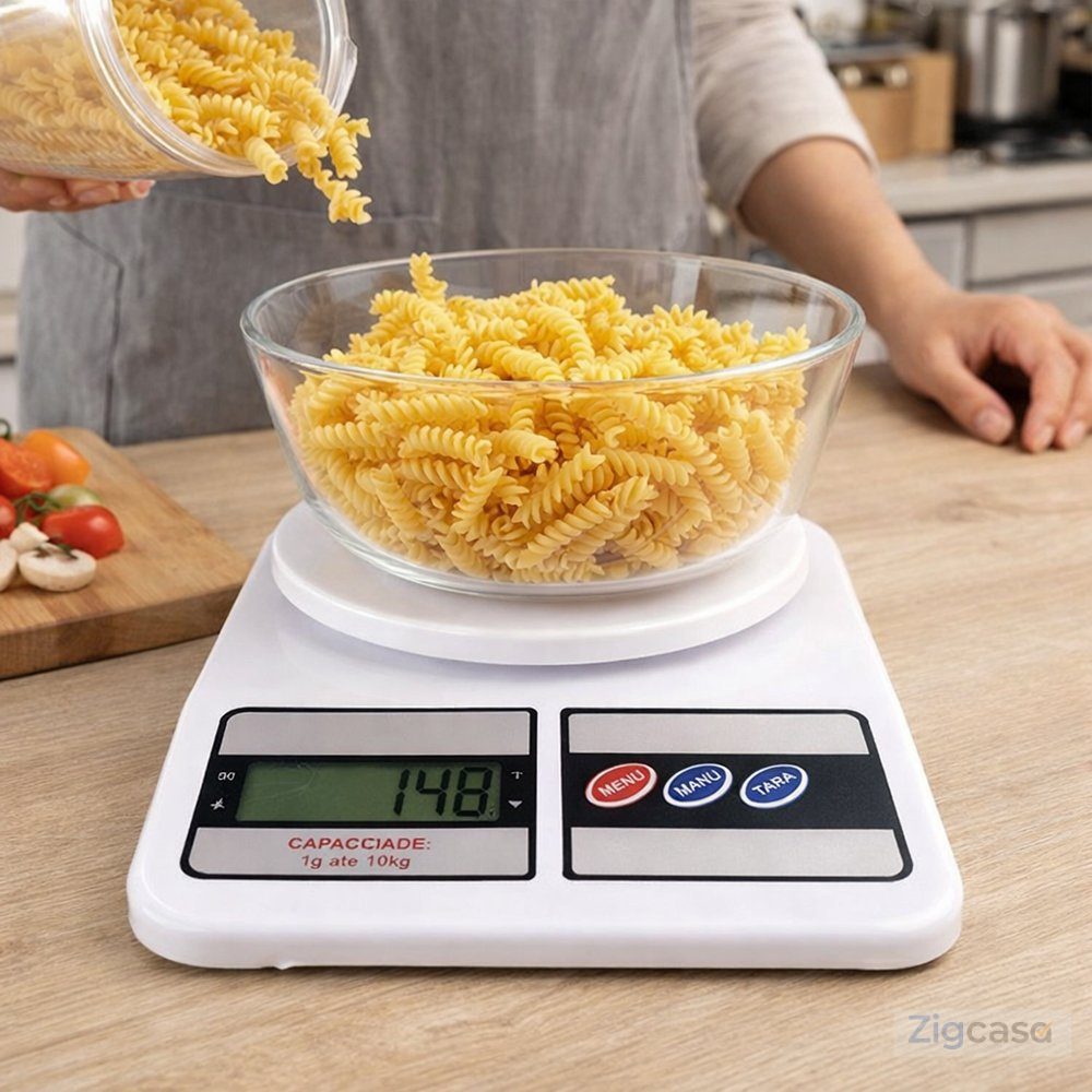 🏠 Balança Digital de Cozinha 10kg — Precisão e Praticidade no Preparo das Receitas!