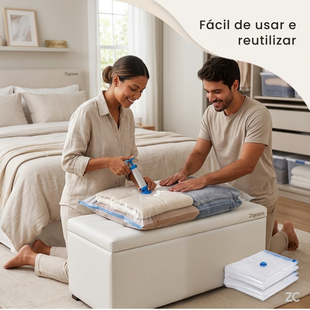 Kit com 3 Sacos Organizadores a Vácuo — Economize Espaço e Proteja suas Roupa