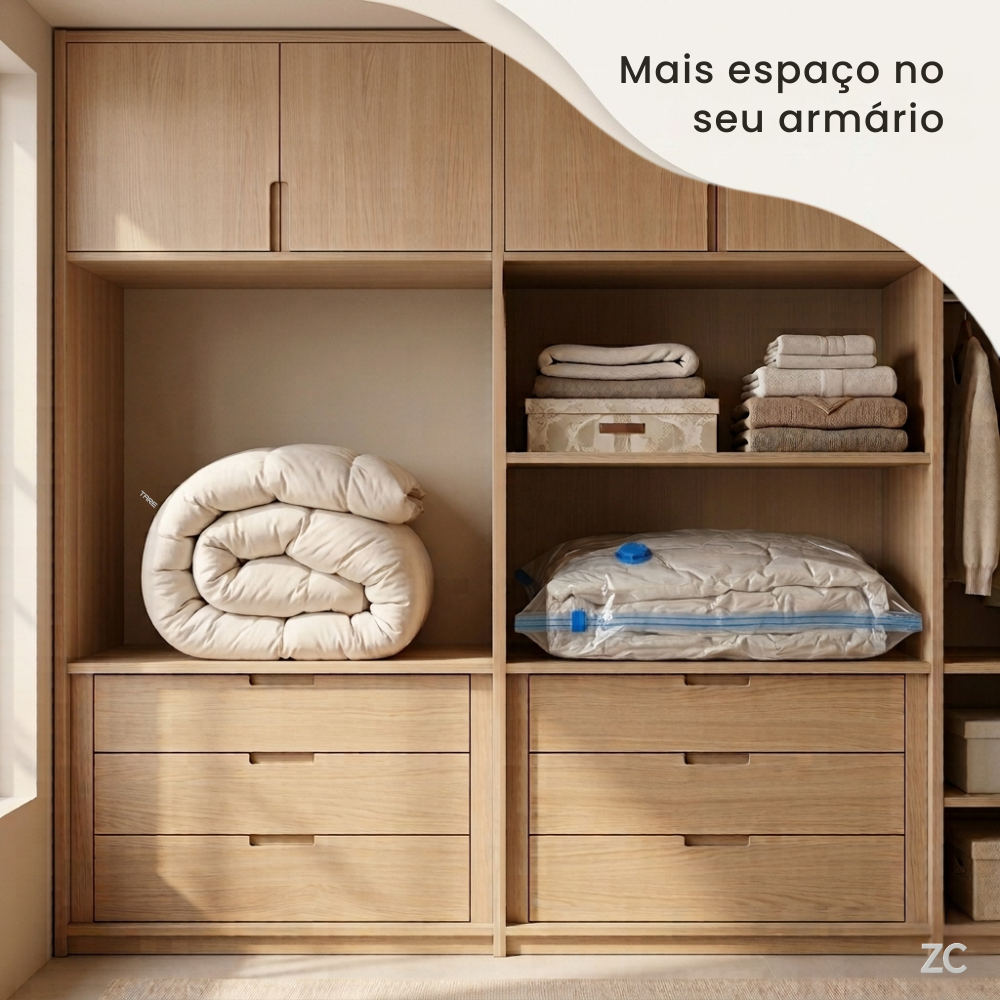 Kit com 3 Sacos Organizadores a Vácuo — Economize Espaço e Proteja suas Roupa