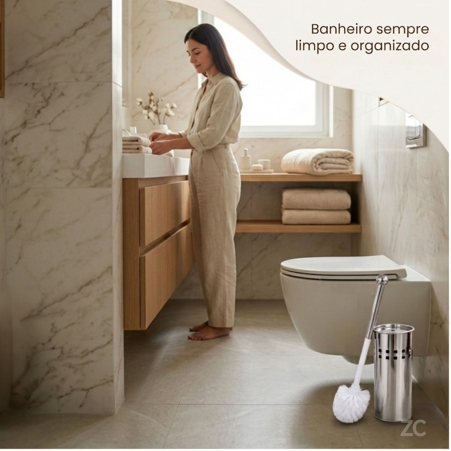 Kit Escova Sanitária com Suporte Inox