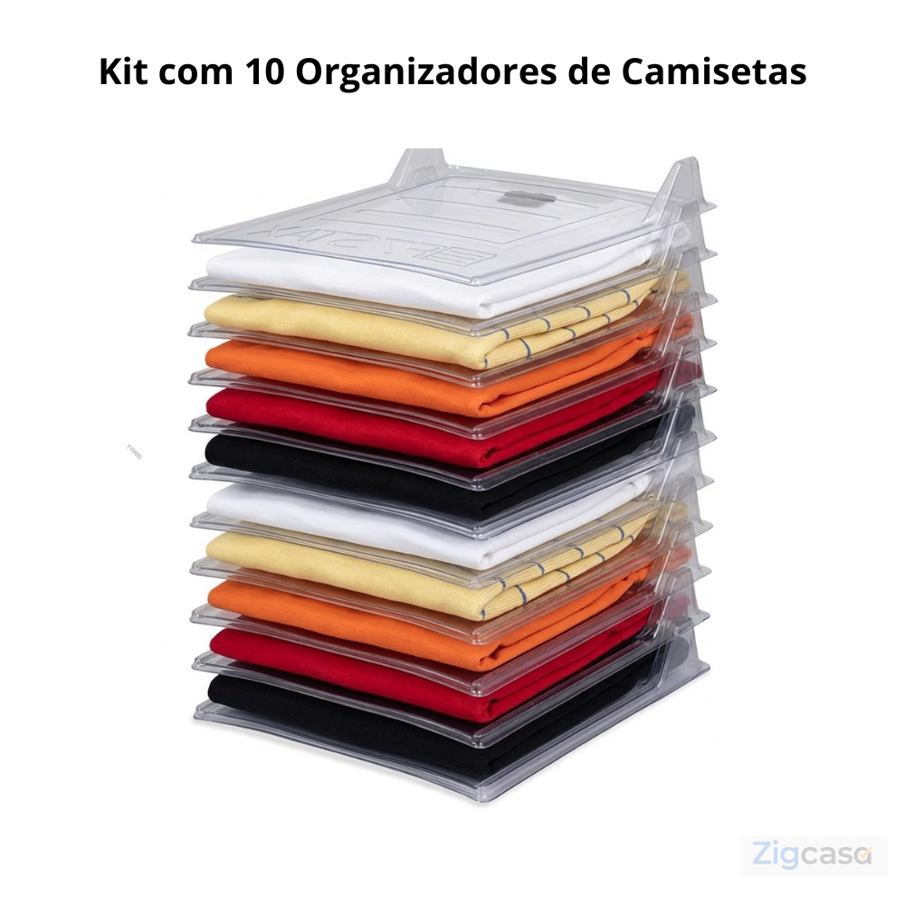 🏠 Kit Organizador de Camisetas com 10 Unidades — Mais Espaço e Organização no Guarda-Roupa
