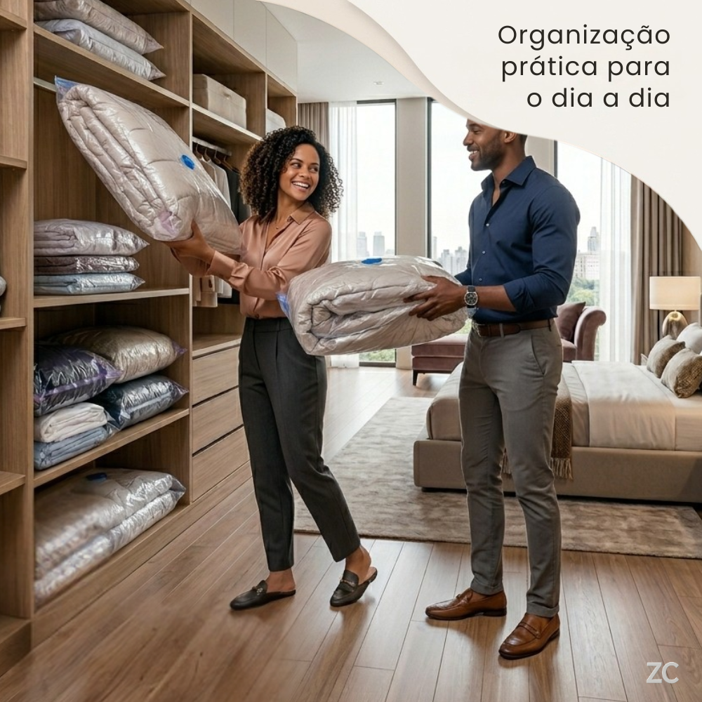 Kit com 3 Sacos Organizadores a Vácuo — Economize Espaço e Proteja suas Roupa