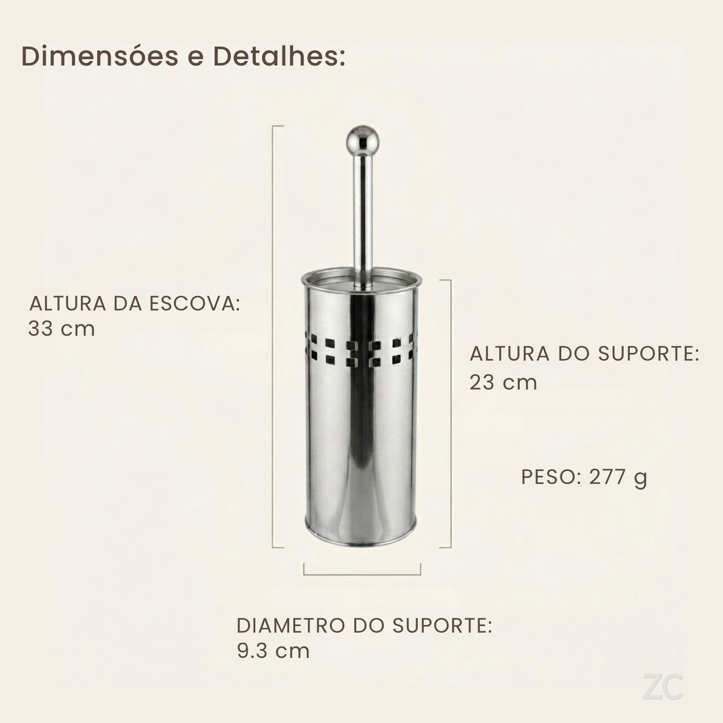 Kit Escova Sanitária com Suporte Inox