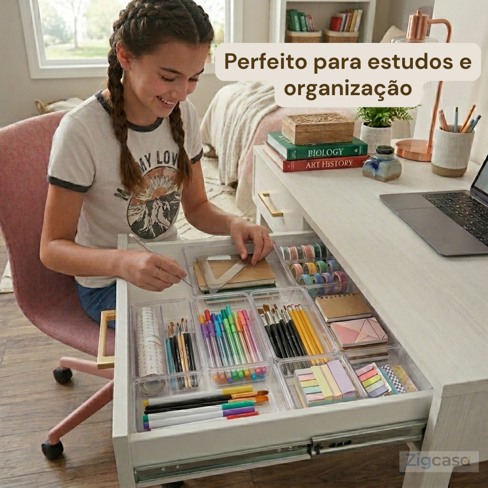 🏠 Kit Organizadores Transparentes para Gaveta — Visual Limpo e Organização Inteligente