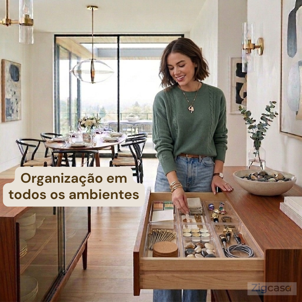 🏠 Kit Organizadores Transparentes para Gaveta — Visual Limpo e Organização Inteligente