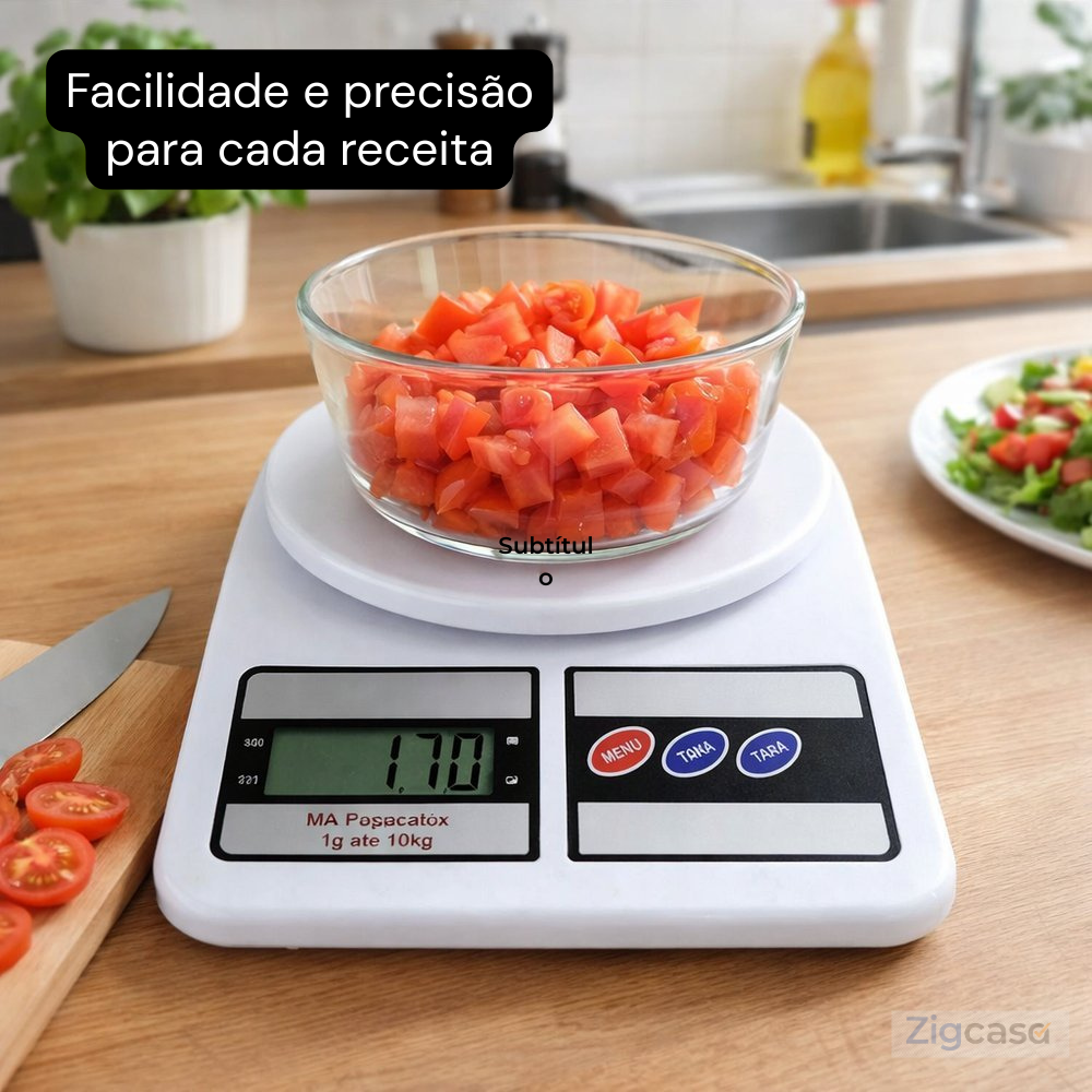 🏠 Balança Digital de Cozinha 10kg — Precisão e Praticidade no Preparo das Receitas!