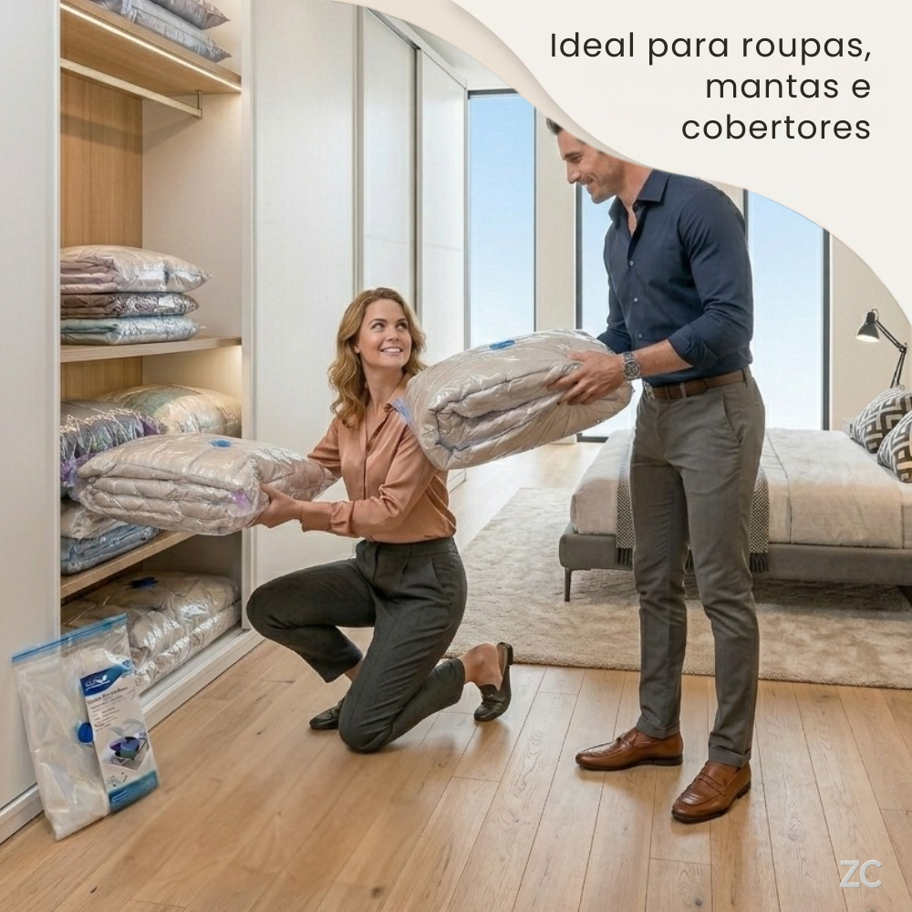 Kit com 3 Sacos Organizadores a Vácuo — Economize Espaço e Proteja suas Roupa