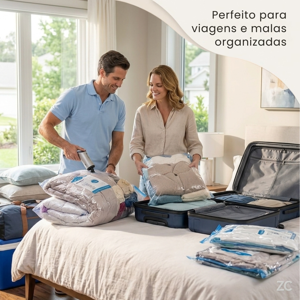 Kit com 3 Sacos Organizadores a Vácuo — Economize Espaço e Proteja suas Roupa