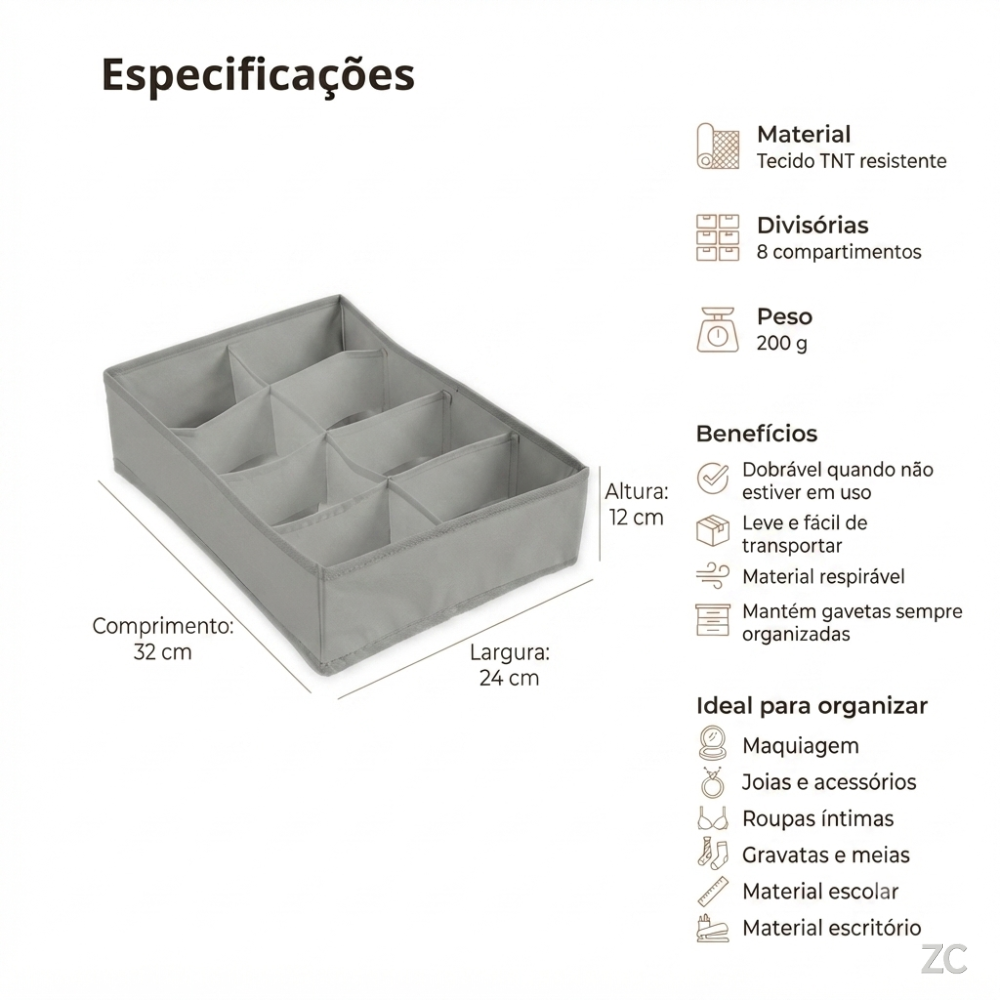 Organizador de Gavetas com 8 Divisórias — Simples e Eficiente para o Dia a Dia