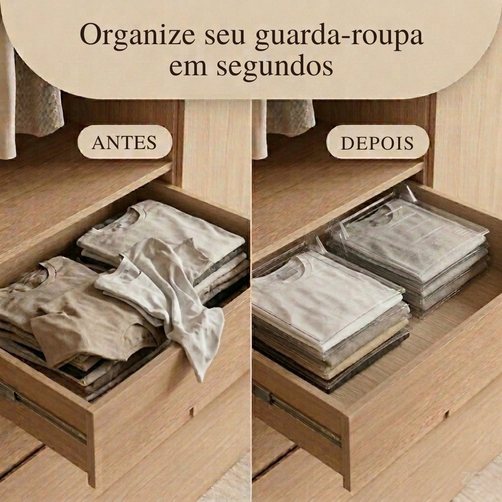 Kit Organizador de Camisetas com 10 Unidades — Mais Espaço e Organização no Guarda-Roupa