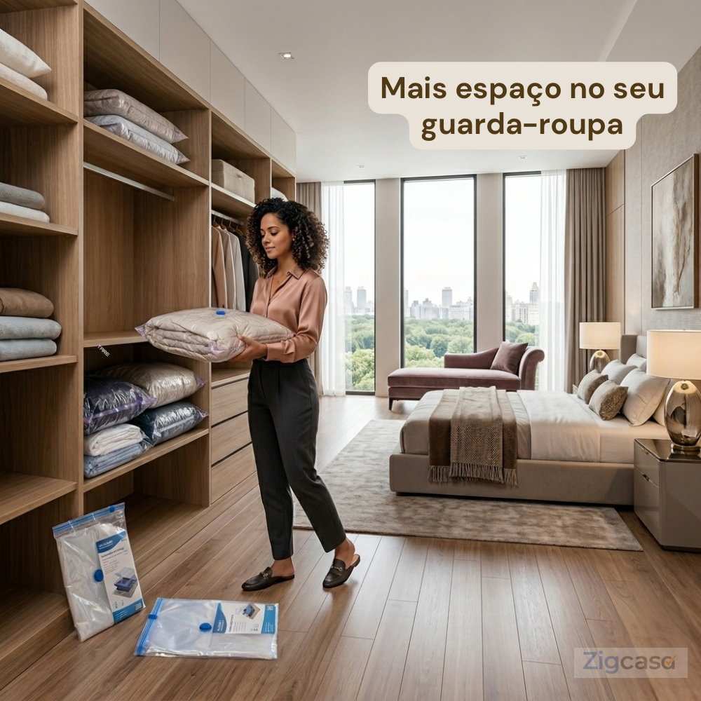 🏠 Kit com 3 Sacos Organizadores a Vácuo — Economize Espaço e Proteja suas Roupa