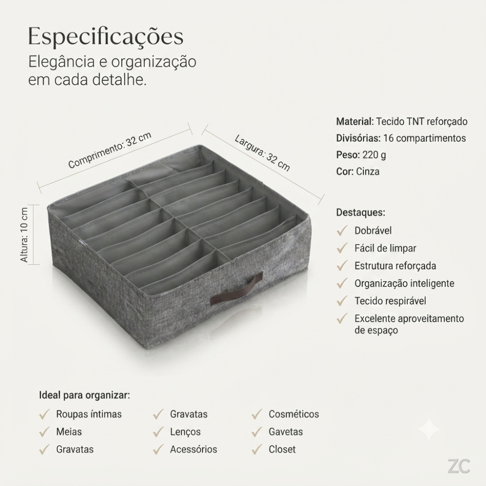 Organizador de Gavetas com 16 Divisórias — Mais Praticidade e Organização no Dia a Dia