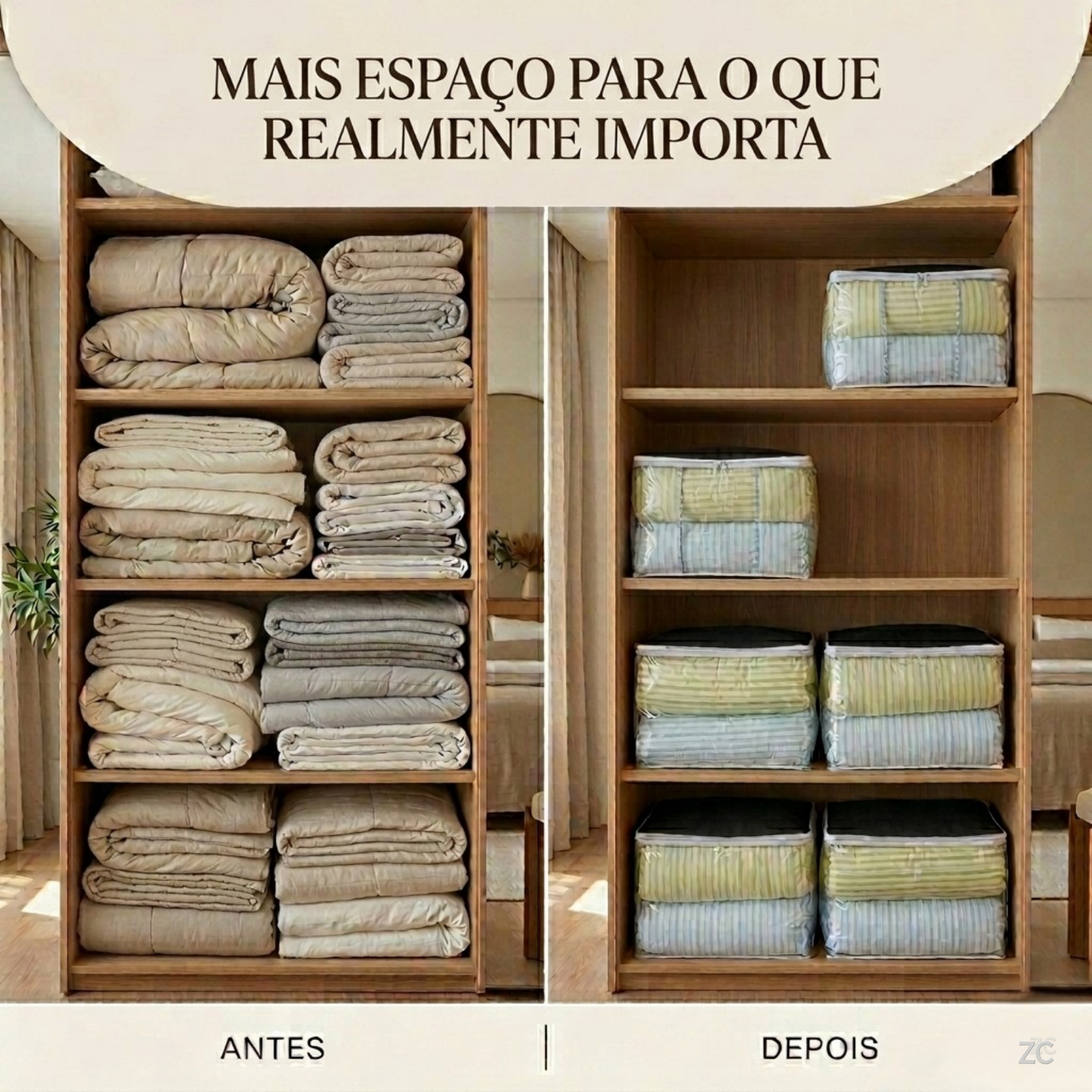 Organizador para Guarda-Roupa com Zíper — Proteção e Organização no Dia a Dia