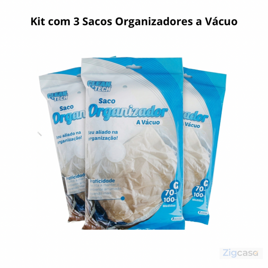 🏠 Kit com 3 Sacos Organizadores a Vácuo — Economize Espaço e Proteja suas Roupa