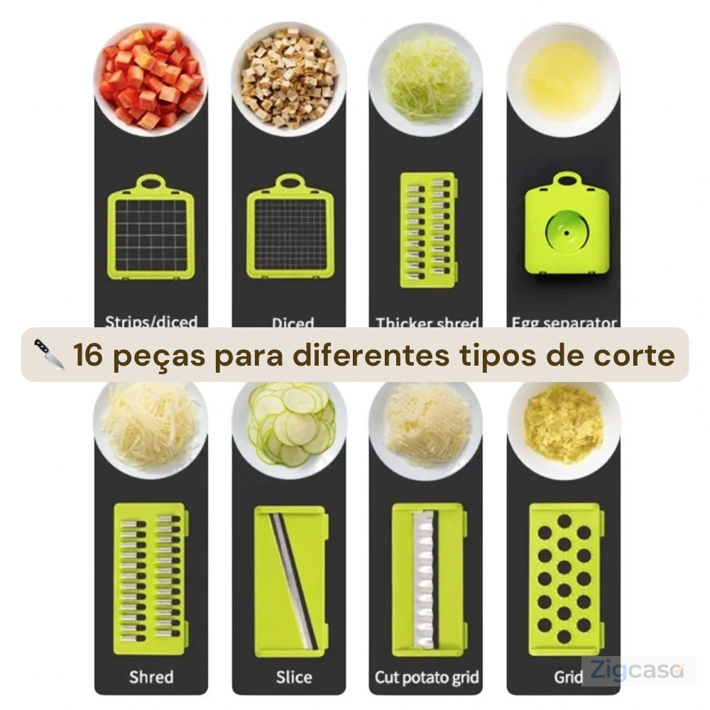 🏠 Cortador Multifuncional 16 Peças para Legumes — Praticidade e Agilidade no Preparo dos Alimento