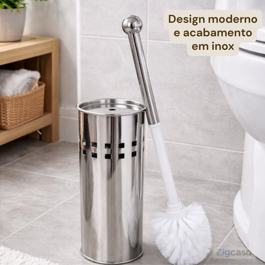 🏠 Kit Escova Sanitária com Suporte Inox — Banheiro Limpo, Higiênico e Organizado
