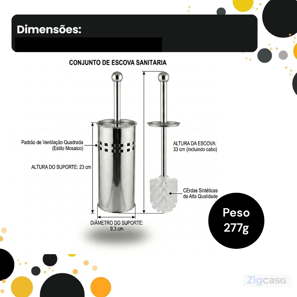 🏠 Kit Escova Sanitária com Suporte Inox — Banheiro Limpo, Higiênico e Organizado