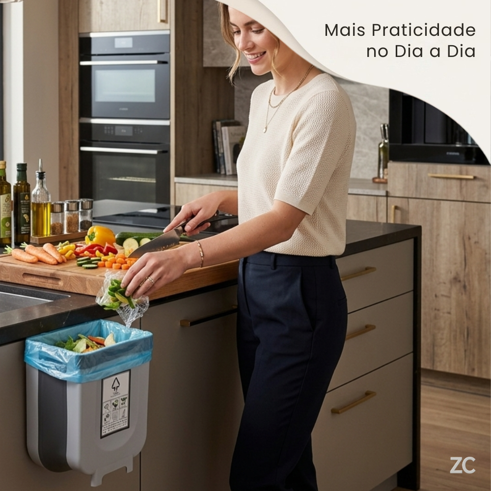 Lixeira Retrátil Dobrável para Cozinha