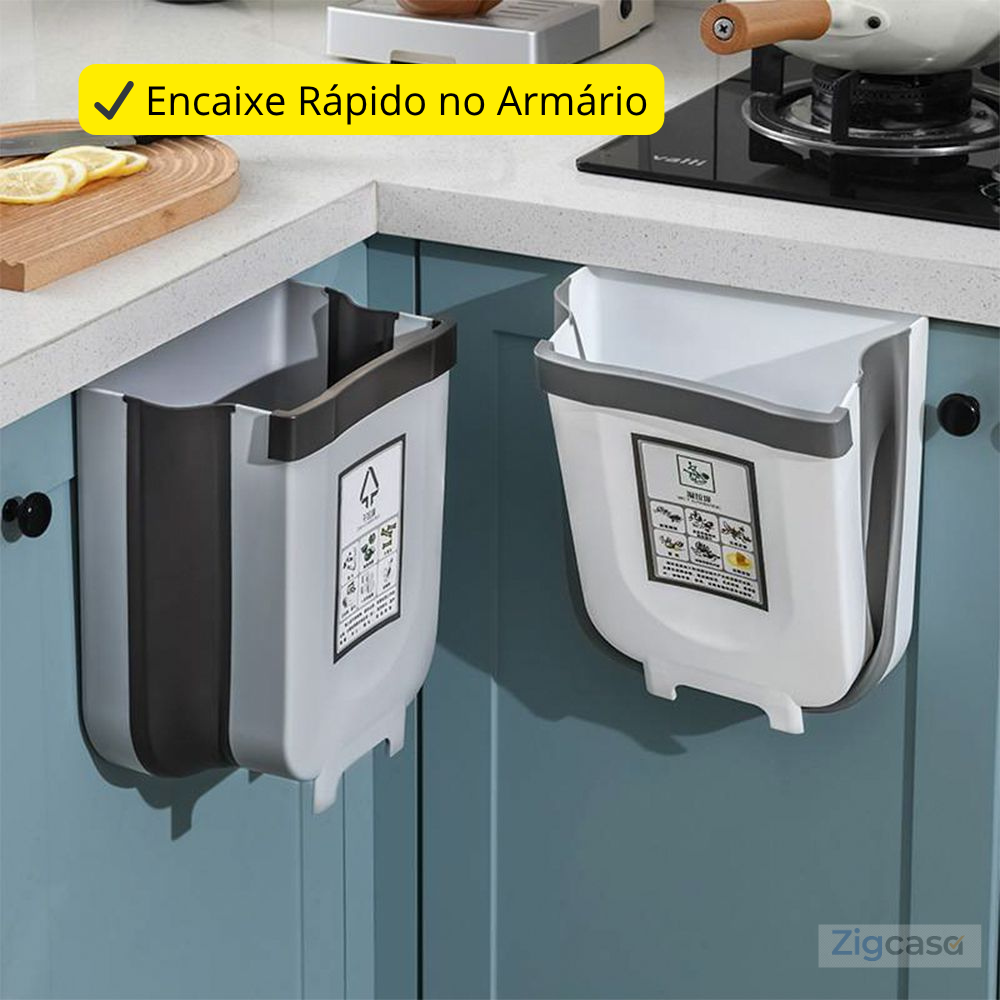 🏠 Lixeira Retrátil Dobrável para Cozinha — Mais praticidade no seu dia a dia!