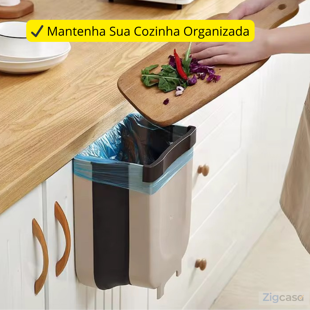 🏠 Lixeira Retrátil Dobrável para Cozinha — Mais praticidade no seu dia a dia!