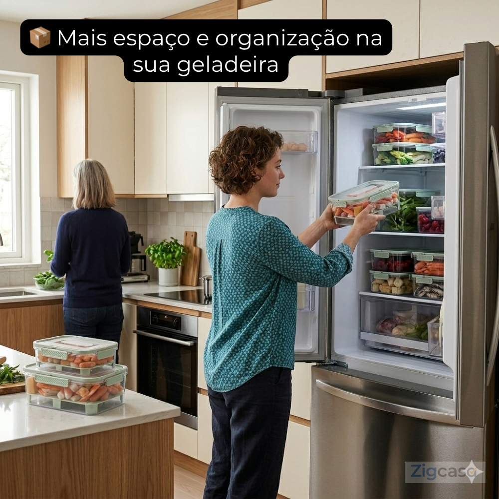 🏠 Caixa Organizadora com Escorredor para Geladeira — Praticidade e Organização no Dia a Dia
