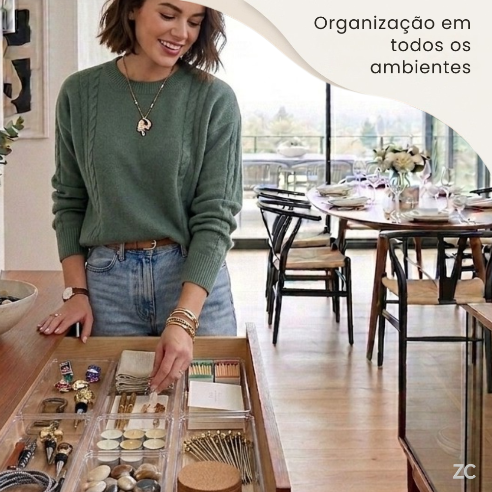 Kit Organizadores Transparentes para Gaveta — Visual Limpo e Organização Inteligente
